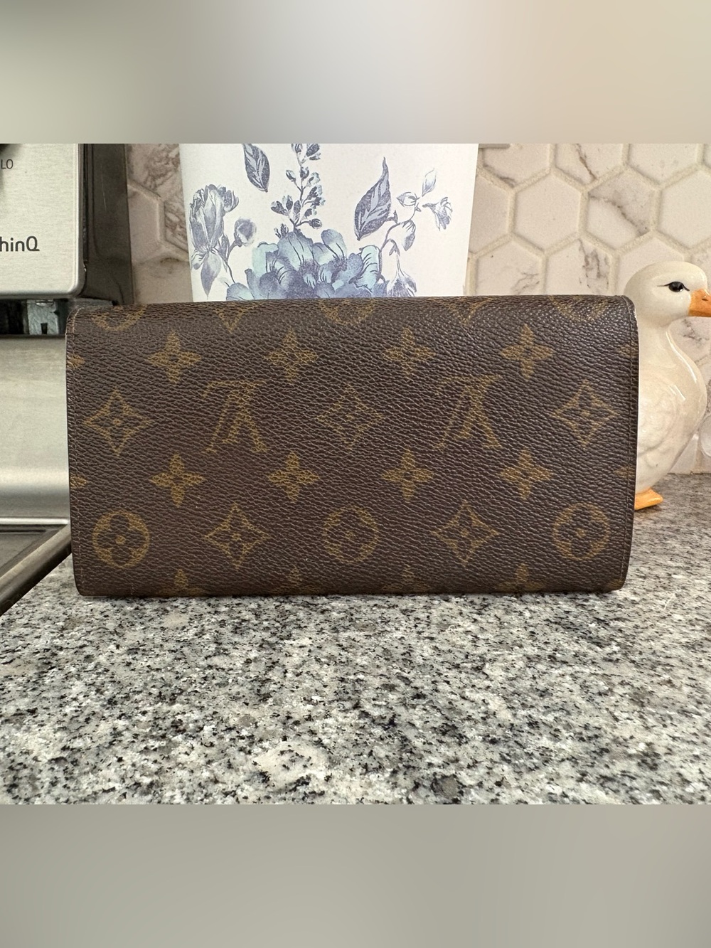 Louis Vuitton Brown Monogram Canvas Fold Wallet with Gold Snap - Picture 4 of 11